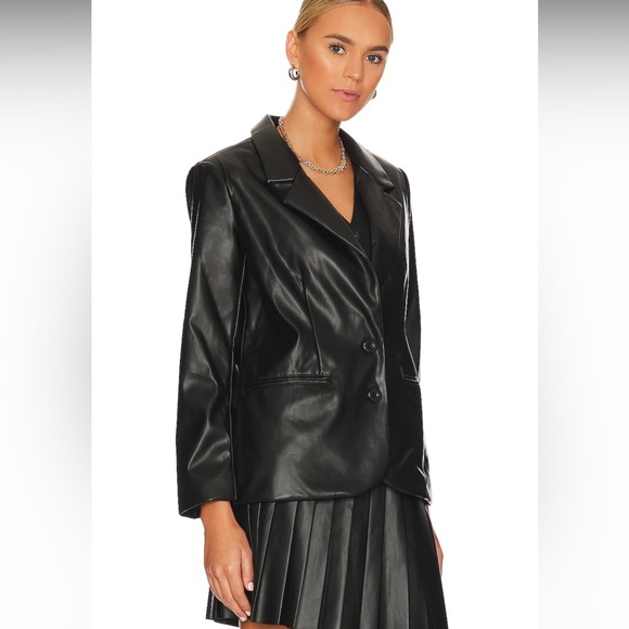 NWT BCBGeneration Faux Leather Boyfriend Blazer -Dark olive - Picture 3 of 9